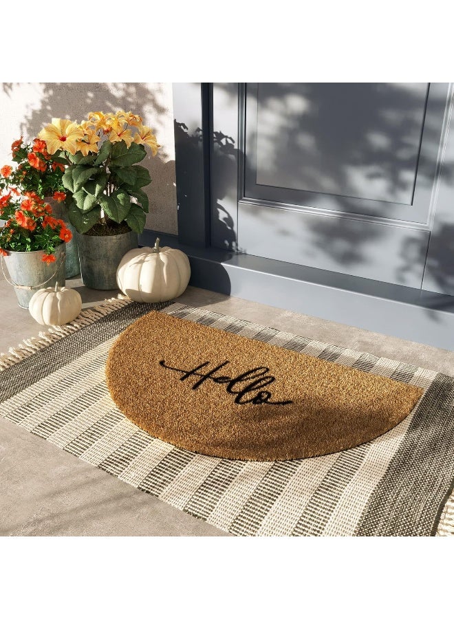 BARNYARD DESIGNS 'Hello' Doormat Welcome Mat, Outdoor Mat, Large Front Door Mat Indoor Entrance Mat, Back Door Mat Outdoor Entrance, Front Porch Rug, Cute Farmhouse Home Spring Fall, 30X17, Brown  - Image 5
