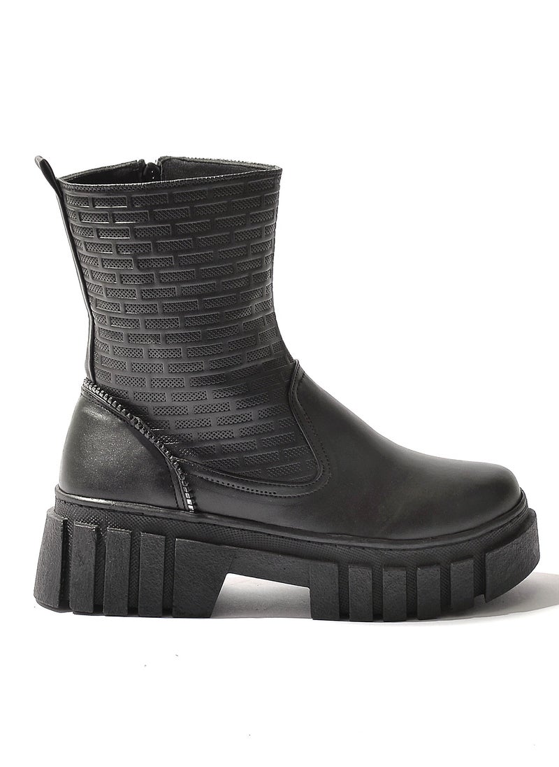 Half Boot Leather Capotine -Black