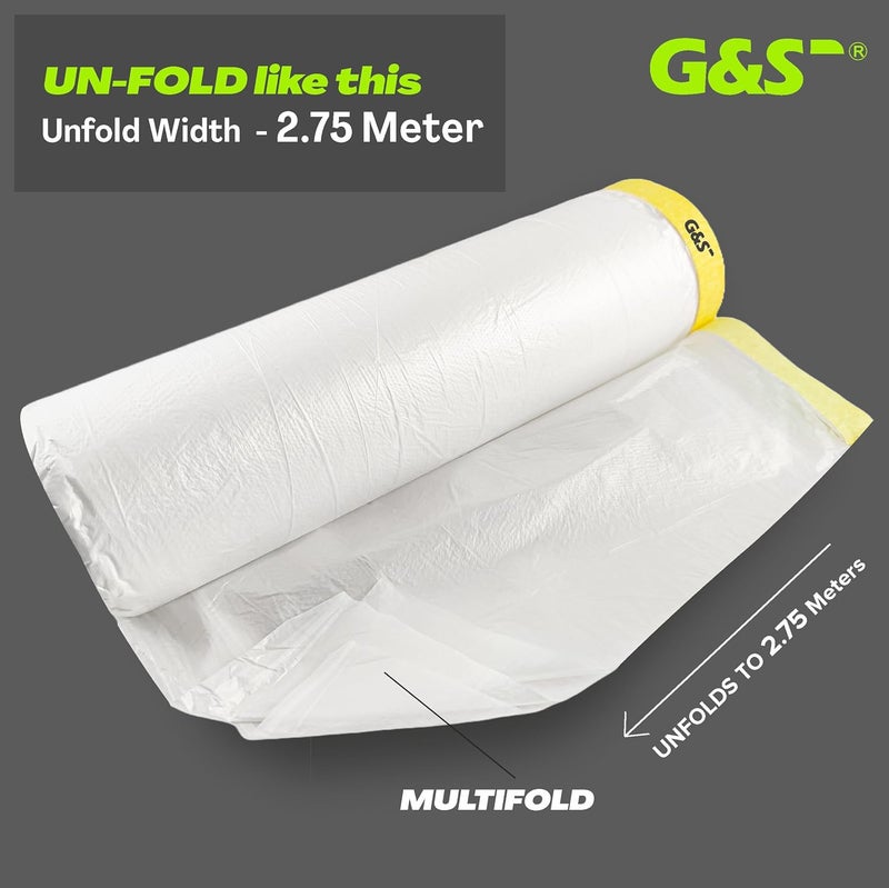 GS Pretaped Masking Sheet Tape for Protection from Dust, water, paint and moisture 2.75M (2700 mm x 20 meter) (Pack of 5) - Image 2
