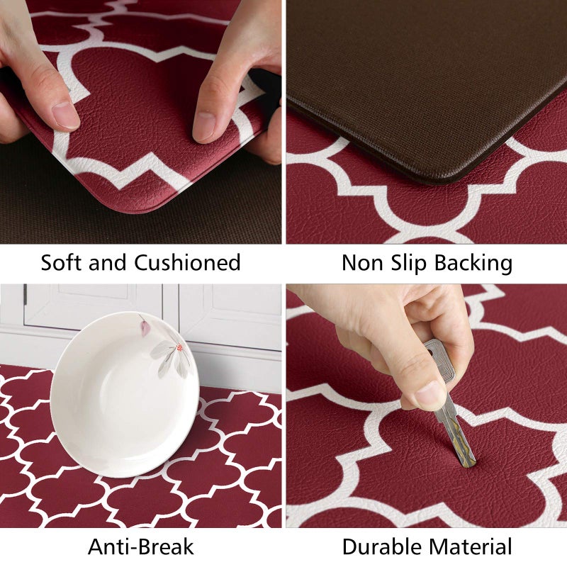 KMAT Kitchen Mat [2 PCS] 0.47inch Cushioned Anti-Fatigue Kitchen Rug, Waterproof Non-Skid Kitchen Mats and Rugs Heavy Duty PVC Ergonomic Comfort Standing Mat for Kitchen, Floor Home, Chocolate - Image 3