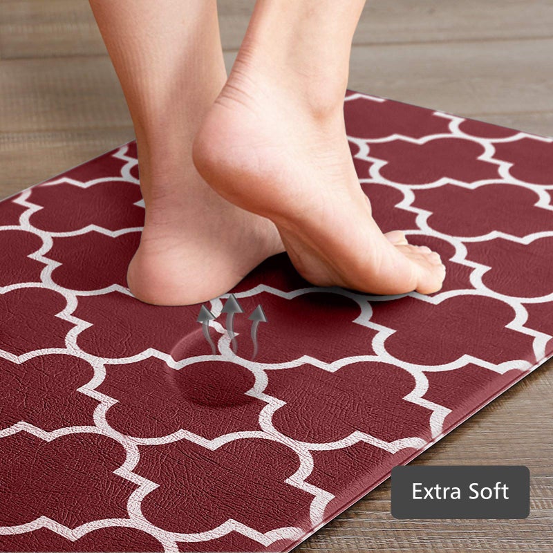 KMAT Kitchen Mat [2 PCS] 0.47inch Cushioned Anti-Fatigue Kitchen Rug, Waterproof Non-Skid Kitchen Mats and Rugs Heavy Duty PVC Ergonomic Comfort Standing Mat for Kitchen, Floor Home, Chocolate - Image 5