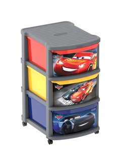 Cosmoplast Disney Pixar Cars Multipurpose Storage Cabinet 3 Drawers with Wheels 