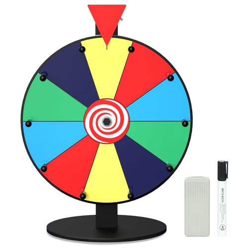 Enayplon 12 Inch 10 Slot Prize Wheel Spinning Wheel for Prize Prize Wheel Spinner with Stand Tabletop Spinner Wheel with Dry Erase Markers and Eraser Carnival Spin Wheel for Trade Show Fortune Spin Game - Image 1