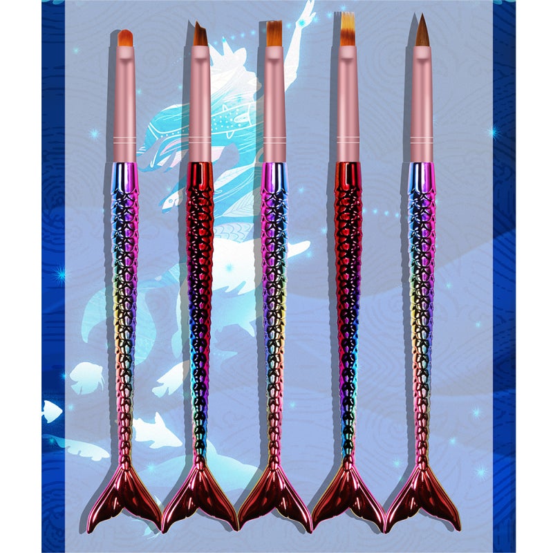 3D Flowers Nail Art Nail Pens: 5 Multicolor Copper Tube Nylon Fiber Brushes - Comfortable Grip Durable Bristles Smooth Acrylic Application for Beginners - Image 2
