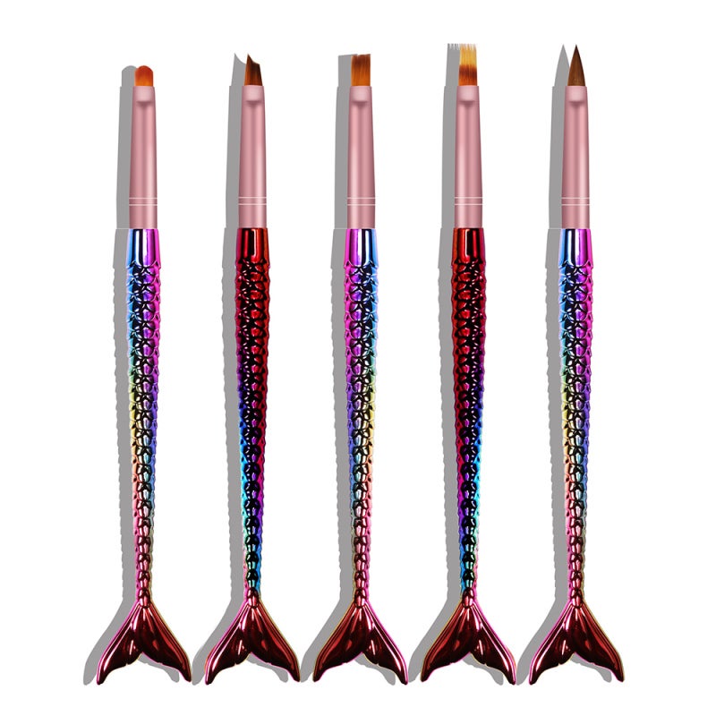 3D Flowers Nail Art Nail Pens: 5 Multicolor Copper Tube Nylon Fiber Brushes - Comfortable Grip Durable Bristles Smooth Acrylic Application for Beginners - Image 1