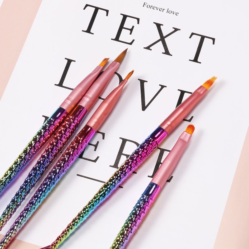3D Flowers Nail Art Nail Pens: 5 Multicolor Copper Tube Nylon Fiber Brushes - Comfortable Grip Durable Bristles Smooth Acrylic Application for Beginners - Image 3