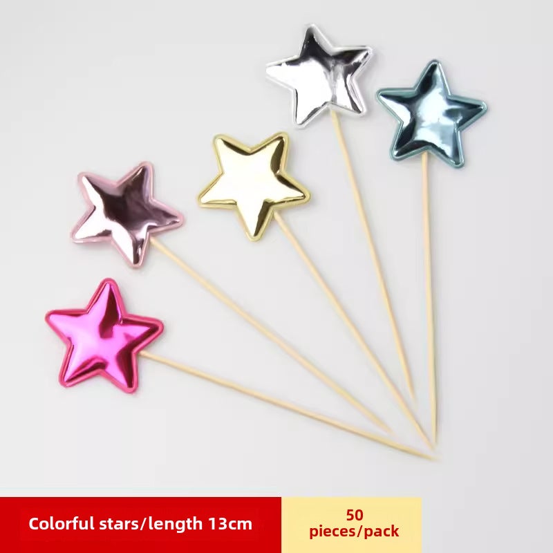 Fruit Cocktail Umbrella Picks Decoration Colorful stars 