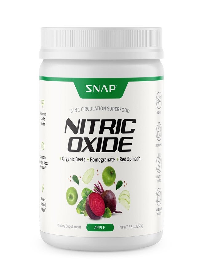 Snap Supplements Organic Beet Root Powder Nitric Oxide Supplement for Men & Women, Red Spinach & Pomegranate, Supports Healthy Energy & Blood Pressure Already in Normal Range, 30 Servings, Apple - Image 1