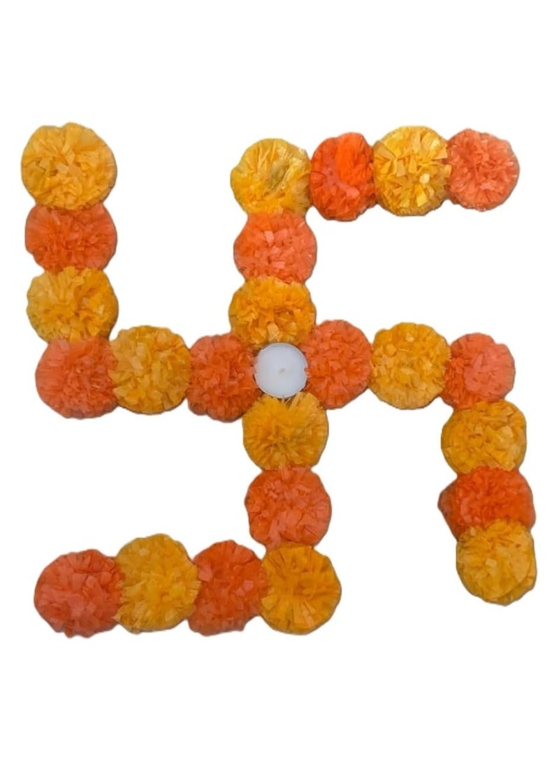 Rangoli mat made from Artificial marigold flower size 28 cm