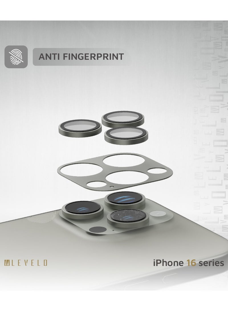 LEVELO iPhone 16 Pro/Pro Max Trio Pro Camera Lens Protector / Crystal Clear Glass with Aluminum alloy Frame Camera Lens Cover / Lensless Feel / Easy Snap On / Anti Scratch Camera Protector - Titanium - Image 4