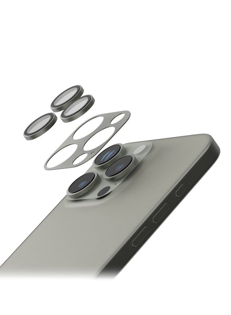 LEVELO iPhone 16 Pro/Pro Max Trio Pro Camera Lens Protector / Crystal Clear Glass with Aluminum alloy Frame Camera Lens Cover / Lensless Feel / Easy Snap On / Anti Scratch Camera Protector - Titanium - Image 5