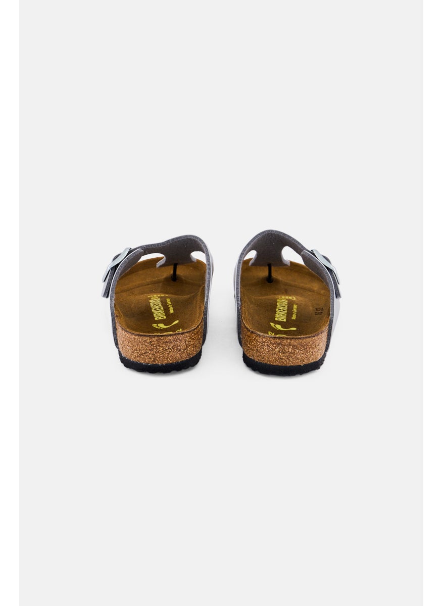 BIRKENSTOCK Kids Girl Slip On Cork Sandals, Silver  - Image 4