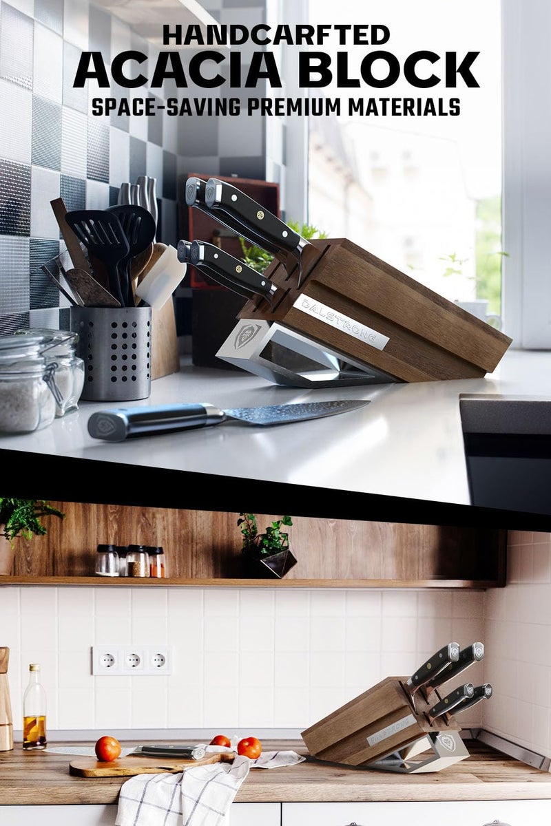 Dalstrong DALSTRONG Knife Block Set-5pc-Shogun Series ELITE-High-Carbon Japanese Steel-Black G10 Handles-Acacia Wood- Damascus-Kitchen Knife Set with Block-Professional Cutlery Set-Men's Valentines Gift  - Image 3