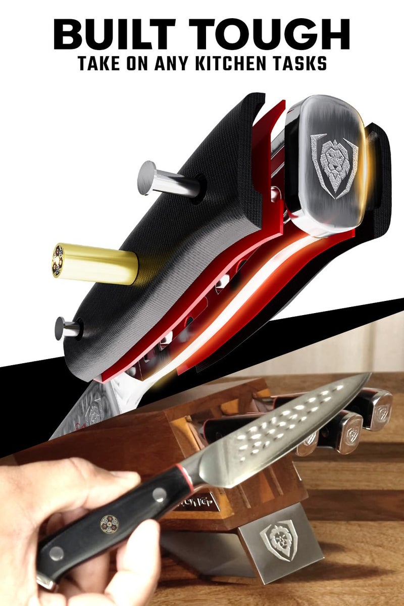 Dalstrong DALSTRONG Knife Block Set-5pc-Shogun Series ELITE-High-Carbon Japanese Steel-Black G10 Handles-Acacia Wood- Damascus-Kitchen Knife Set with Block-Professional Cutlery Set-Men's Valentines Gift  - Image 5