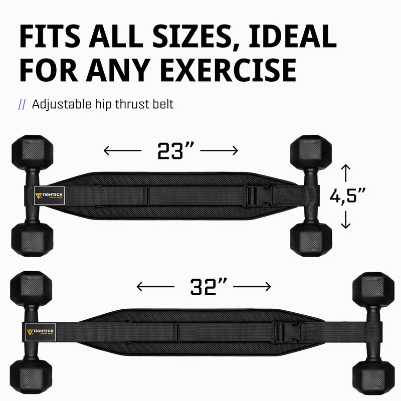 FIGHTECH Exercise Hip Thrust Belt with Slip-Resistant Padding - Easy to Use with Dumbbells, Kettlebells, or Plates - Protects Your Hips for Gym, Home Workouts, or On the Go (Black) - Image 5