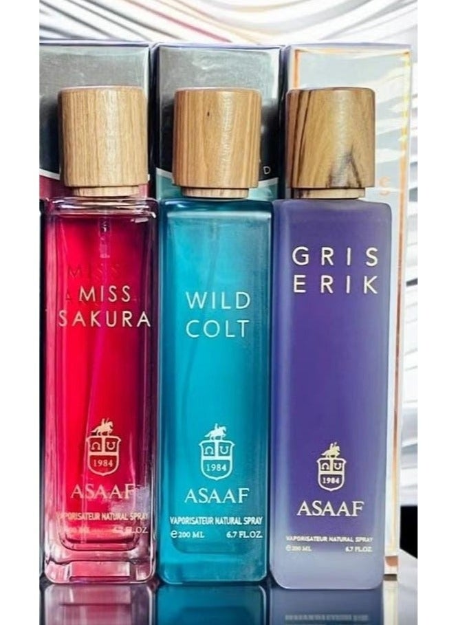 ASAAF Set of 3 Asaaf perfumes, each bottle is 200 ml