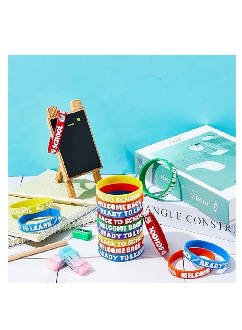 DAILYCHIC 60 Pcs Back to School Wristbands,Silicone Color First Day of School Rewards Bracelets for Kids,School Classroom Party Supplies - Image 2
