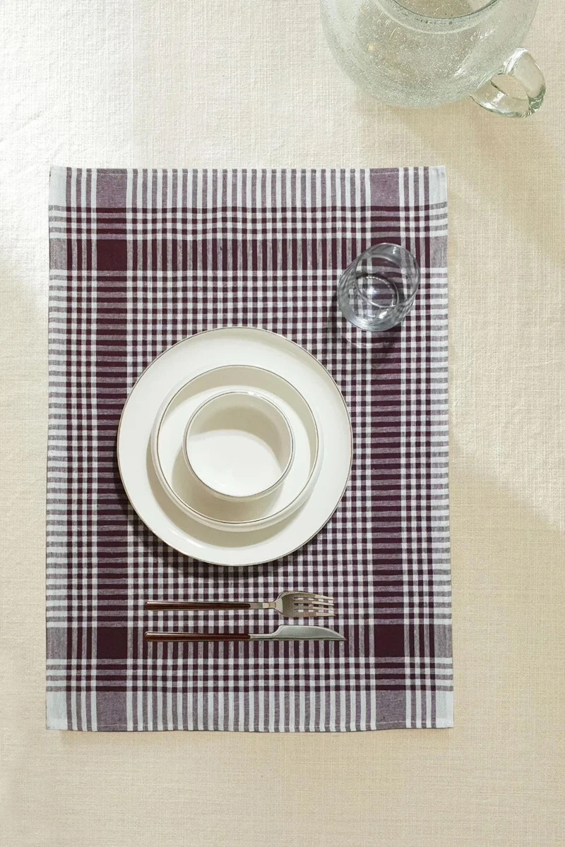 كوتن كونسيبت 10-Piece Gingham Kitchen Hand Towels and Drying Cloths 50x70 Cm