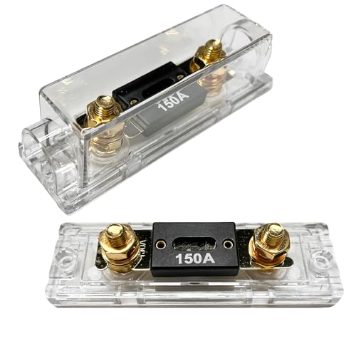 Ohleats 2 PCS ANL Fuse Holder with ANL Fuse 024 Gauge AWG inLine ANL Fuse Holder with 150 Amp Fuse ANL Fuse Fuse Holder Block for Alarm Audio Amplifier Car Accessories 150A - Image 1