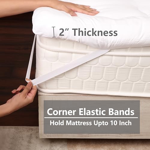AVI Super Soft 500 GSM Microfiber Bed Mattress Topper for Queen Size 72x60 Inch | All Season Comfortable Sleep 2 Inch Thick Mattresses Padding Queen Size -(White, 6x5 Feet, 4 Corners Elastic Band) - Image 3
