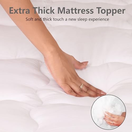 AVI Super Soft 500 GSM Microfiber Bed Mattress Topper for Queen Size 72x60 Inch | All Season Comfortable Sleep 2 Inch Thick Mattresses Padding Queen Size -(White, 6x5 Feet, 4 Corners Elastic Band) - Image 2