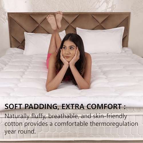 AVI Super Soft 500 GSM Microfiber Bed Mattress Topper for Queen Size 72x60 Inch | All Season Comfortable Sleep 2 Inch Thick Mattresses Padding Queen Size -(White, 6x5 Feet, 4 Corners Elastic Band) - Image 5