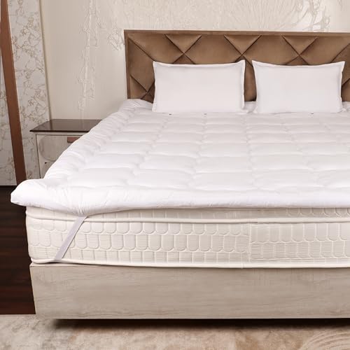 AVI Super Soft 500 GSM Microfiber Bed Mattress Topper for Queen Size 72x60 Inch | All Season Comfortable Sleep 2 Inch Thick Mattresses Padding Queen Size -(White, 6x5 Feet, 4 Corners Elastic Band) - Image 1