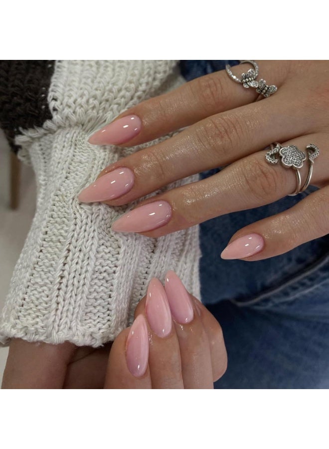JOSQUEWNN 24pcs Press On False Nails,Long Almond-Shaped Nails With a Sheer Nude Finish,Nails For Effortless Style And Sophisticated Look, Acrylic Nails With Glue Kit. - Image 2