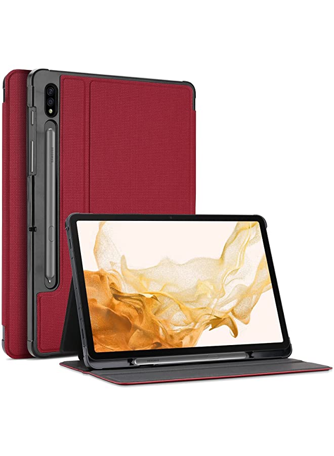 Procases ProCase Galaxy Tab S8 Plus/S7 Plus Case 12.4" 2022 2020 with S Pen Holder, Slim Stand Protective Folio Case Smart Cover for X800/X806/T970/T975/T976/T978 -Red - Image 1