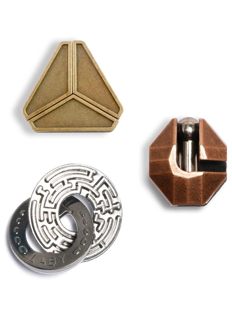 GROWSTEADY ألغاز تحفيز الدماغ 3 قطع من ألعاب ألغاز معدنية مصبوبة ألعاب ألغاز ثلاثية الأبعاد صعبة للغاية للكبار - Image 1