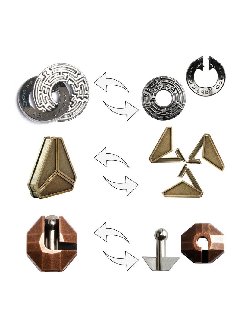 GROWSTEADY ألغاز تحفيز الدماغ 3 قطع من ألعاب ألغاز معدنية مصبوبة ألعاب ألغاز ثلاثية الأبعاد صعبة للغاية للكبار - Image 5