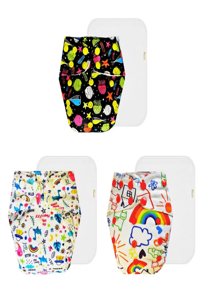 حفاضات دمبلدو القماشية الممتازة مع حشوة قطنية (عبوة من 3) | ناعمة ولطيفة | قابلة لإعادة الاستخدام والغسل | سريعة الجفاف | مثالية لفصل الصيف الهندي | من 3 أشهر إلى 3 سنوات | مناسبة للجنسين - Image 1