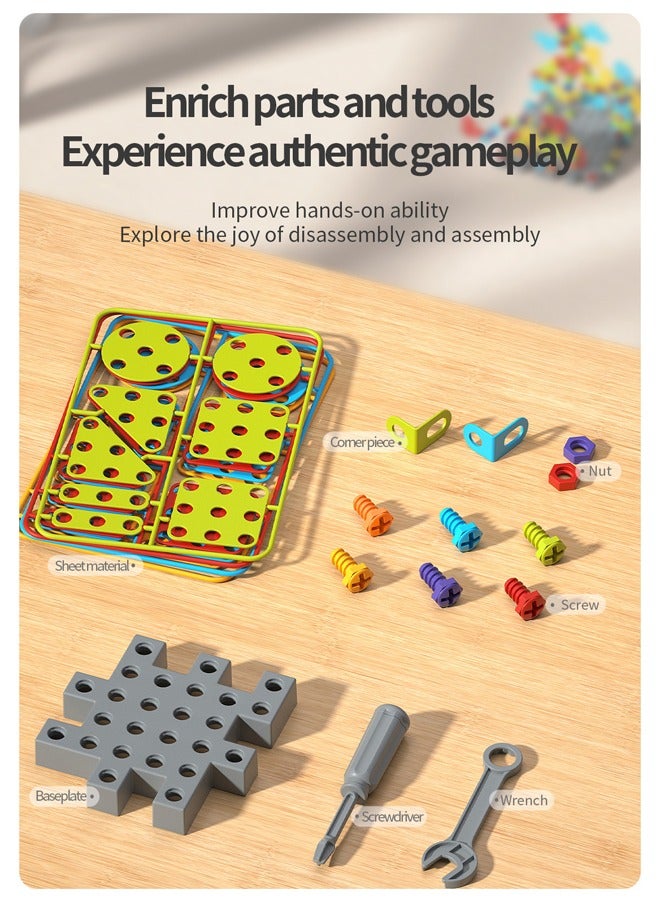 Building Block Table,366 pcs Screw Building Block Table, STEM Toys Set Building Blocks, Kids Activity Table, DIY Educational Construction Engineering Toys, Create and Design Game, Game Activities Ce - Image 5