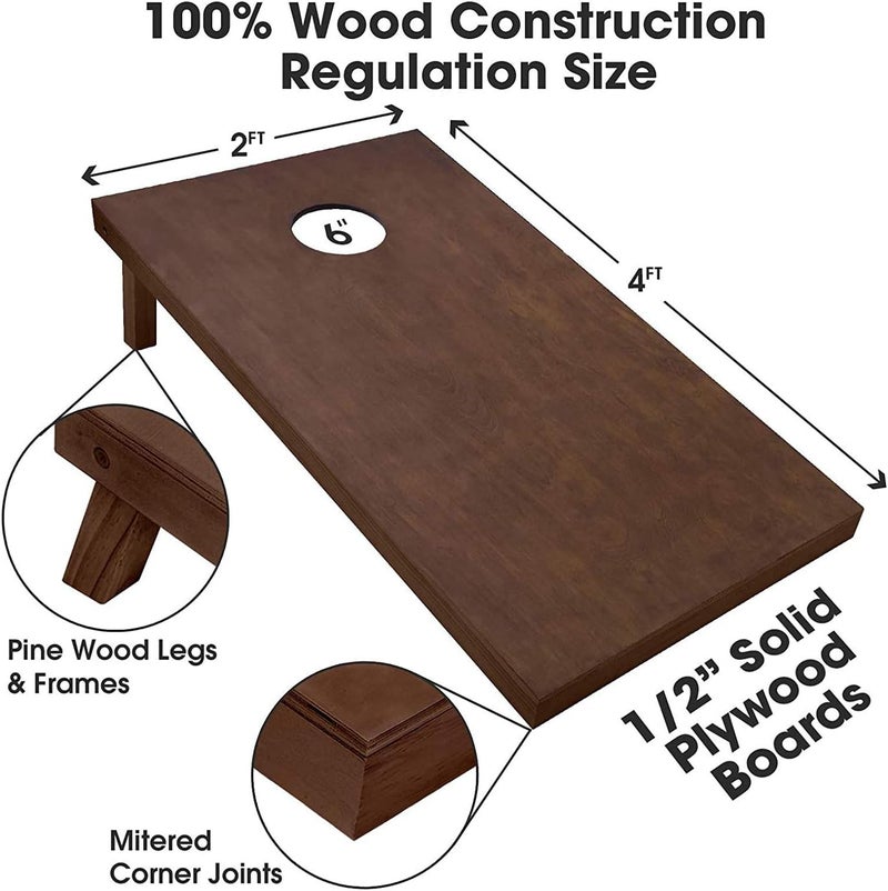 GoSports GoSports 4x2 Regulation Size Wooden Cornhole Boards Set with Dark Brown Varnish  Includes Carrying Case and Bean Bags Choose Your Colors Over 100 Color Combinations  - Image 2