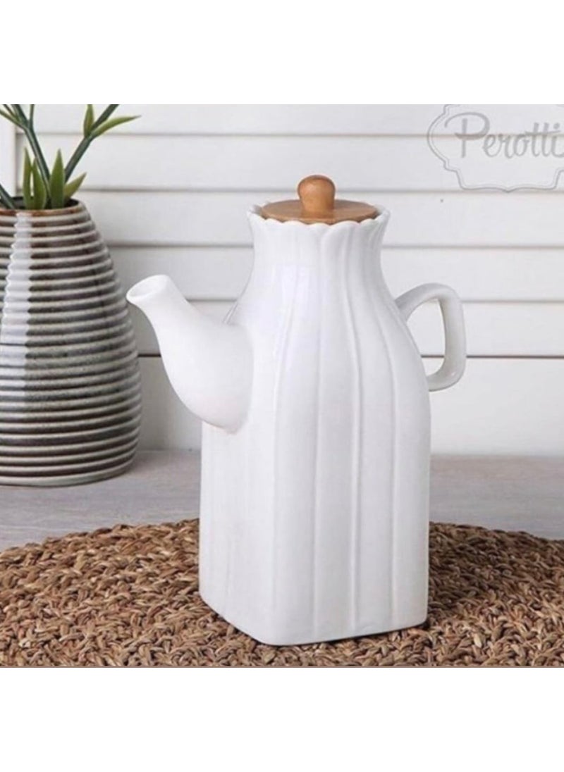 Kitchen Pembelia 6 Piece Set of 2 Oil Pots and 3 Tea Sugar Salt Jars with Wooden Stand Dowry Set  - Image 3