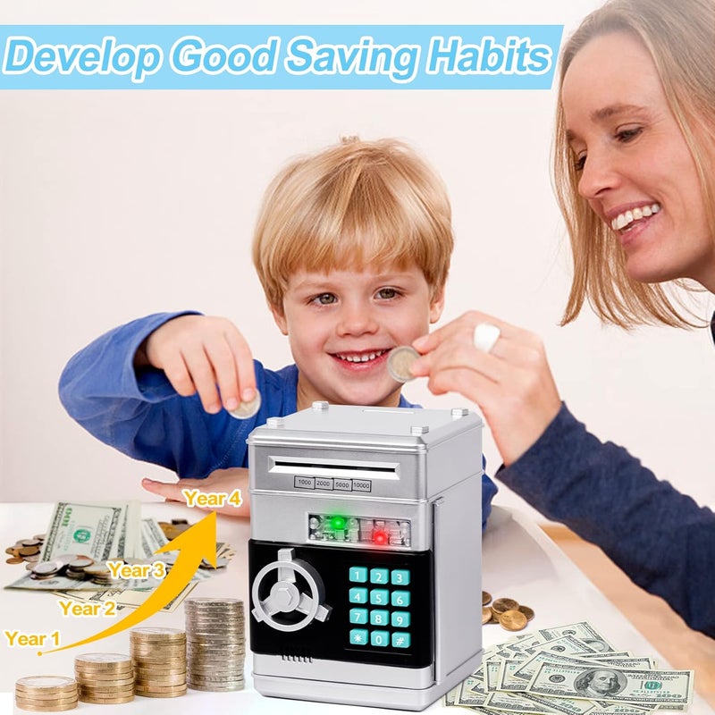 Refasy Piggy Bank Cash Coin Can ATM Bank Electronic Coin Money Bank for Kids Age 3-12, Money Savings Box Mini ATM Coin Bank Toys Gifts for 3 4 5 6 7 8 9 10 11 12 Year Old Boys Girls - Image 2
