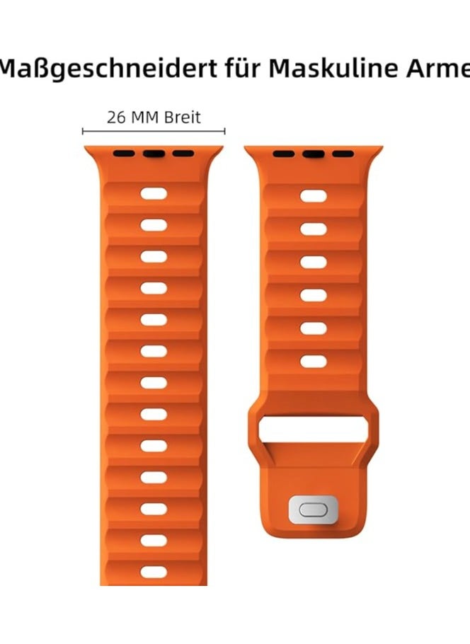 Pack of 2 Sports Wristbands Compatible with Apple Watch Ultra 2 / Ultra 49/44/45/42 mm, Adjustable Silicone Strap with Metal Press Stud for iWatch Series 9 SE 8 7 6 5 4 Men  - Image 2