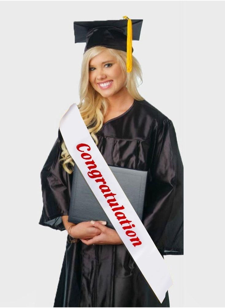 VITION شريط تهنئة تخرج عيد ميلاد لوازم الحفلات احتفالية أزياء إكسسوارات أبيض/وردي - Image 1