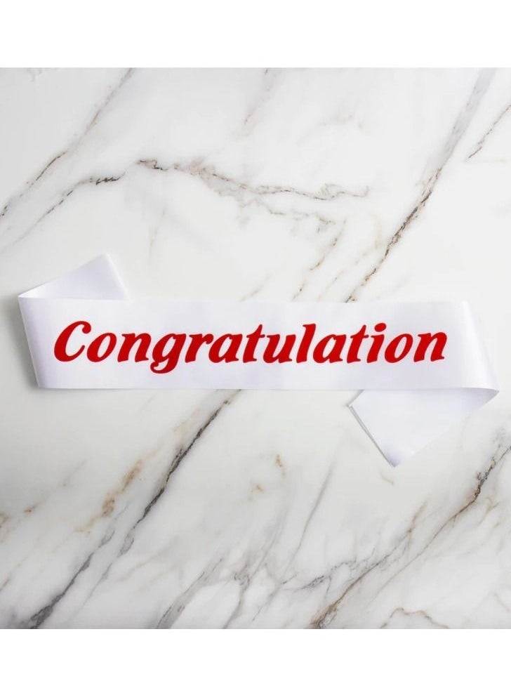 VITION شريط تهنئة تخرج عيد ميلاد لوازم الحفلات احتفالية أزياء إكسسوارات أبيض/وردي - Image 3