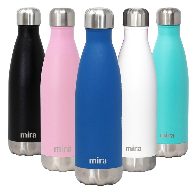 MIRA 17 oz Insulated Water Bottle  Stainless Steel Cola Shape Thermos  Double Wall Hot  Cold Flask 24Hr Cold12Hr Hot  Hawaiian Blue