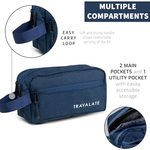 TRAVALATE Polyester Multipurpose Toiletry Kit Bag for Man and Women's | Double Compartment Travel Essentials Travel Organizer Travel Pouch for Men Travel Kit for Toiletries - Blue - Image 5
