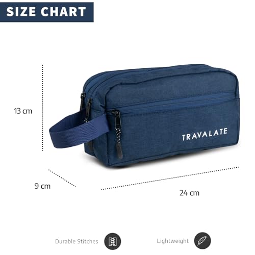 TRAVALATE Polyester Multipurpose Toiletry Kit Bag for Man and Women's | Double Compartment Travel Essentials Travel Organizer Travel Pouch for Men Travel Kit for Toiletries - Blue - Image 3
