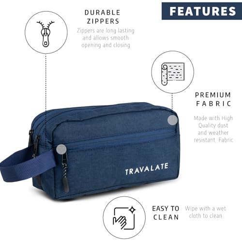 TRAVALATE Polyester Multipurpose Toiletry Kit Bag for Man and Women's | Double Compartment Travel Essentials Travel Organizer Travel Pouch for Men Travel Kit for Toiletries - Blue - Image 4