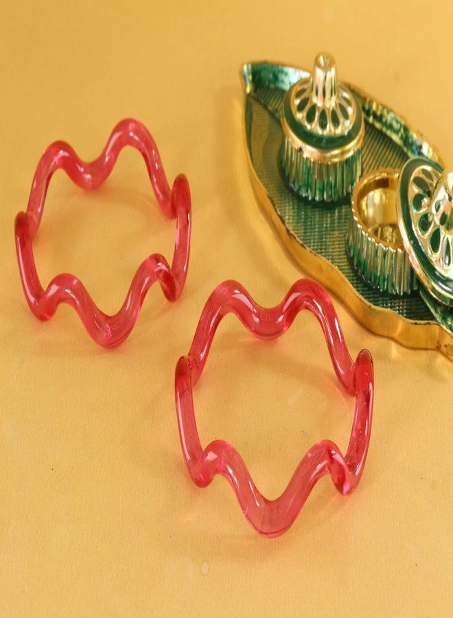 NMII ZigZag Crystal Glass Bangles Spiral Kada Set For Women & Girls | Bangles For Women Glass Kangan Set | Magenta Glass Bangles | Trendy Stylish Spiral Twisted Design Kada Bangle-(GK48-Magenta-2.2) - Image 3