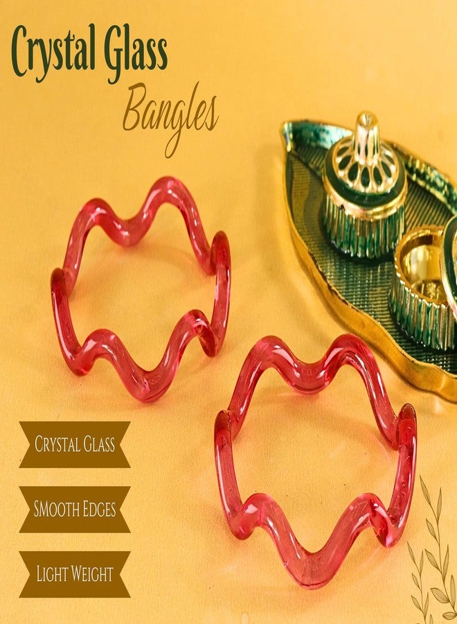 NMII ZigZag Crystal Glass Bangles Spiral Kada Set For Women & Girls | Bangles For Women Glass Kangan Set | Magenta Glass Bangles | Trendy Stylish Spiral Twisted Design Kada Bangle-(GK48-Magenta-2.2) - Image 5