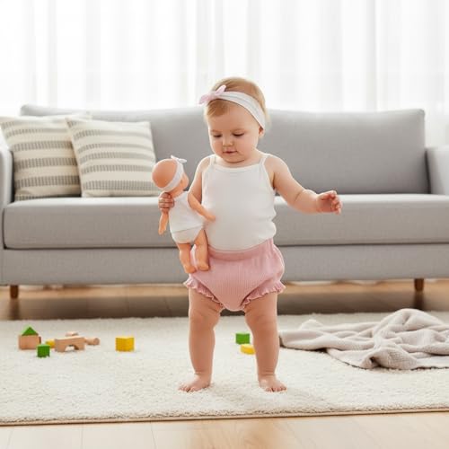 SOBOWO 3-Pack Bloomers for Baby Girls Diaper Covers Ribbed Ruffle Solid Triangle Baby Girl Shorts Summer Toddler Underwear(Rose/Pink/White, 6-9 Months) - Image 4