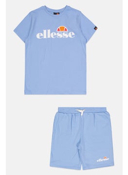 Kids Boy 2 Pieces Brand Logo T-Shirt And Short, Light Blue