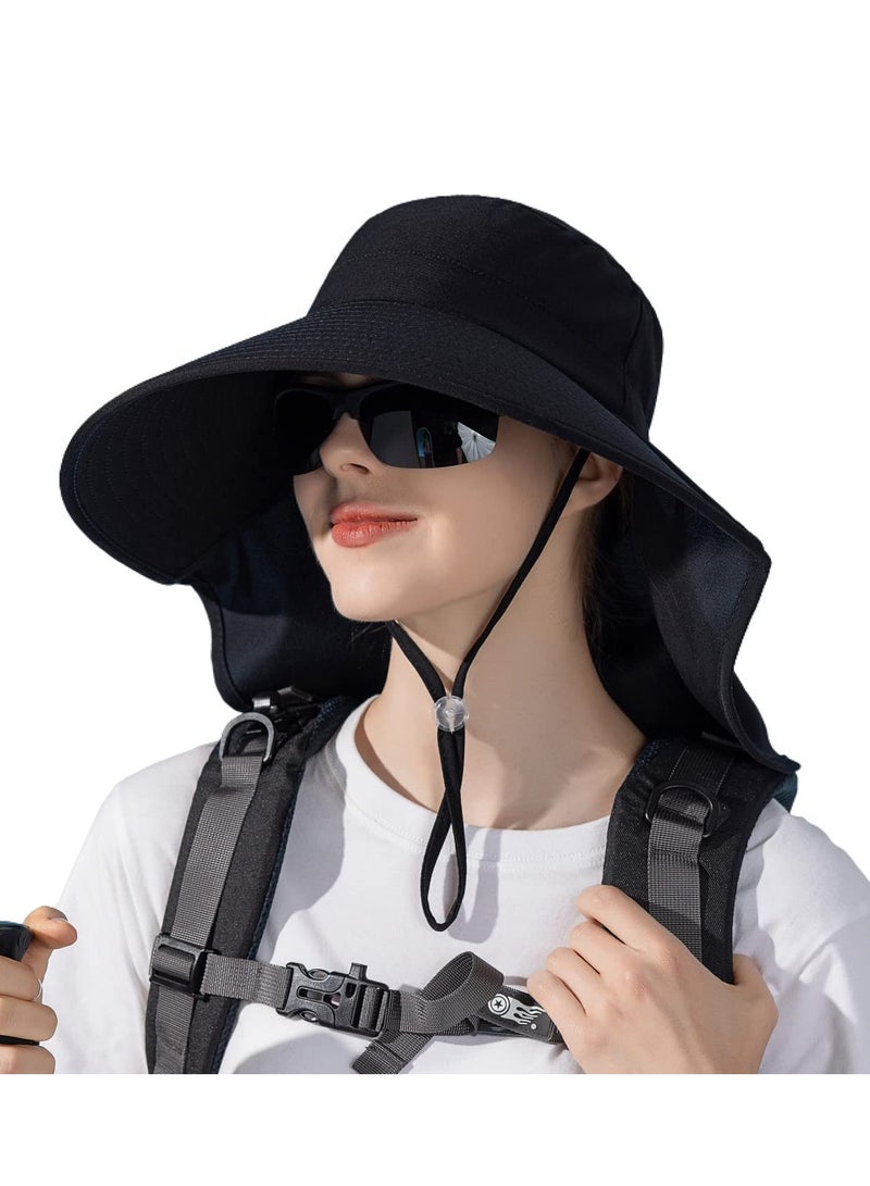 Excefore Women Large Brim Sun Hat with Neck Flap, Men Quick Dry Hiking Fishing Safari Hat UPF 50+ - Image 1