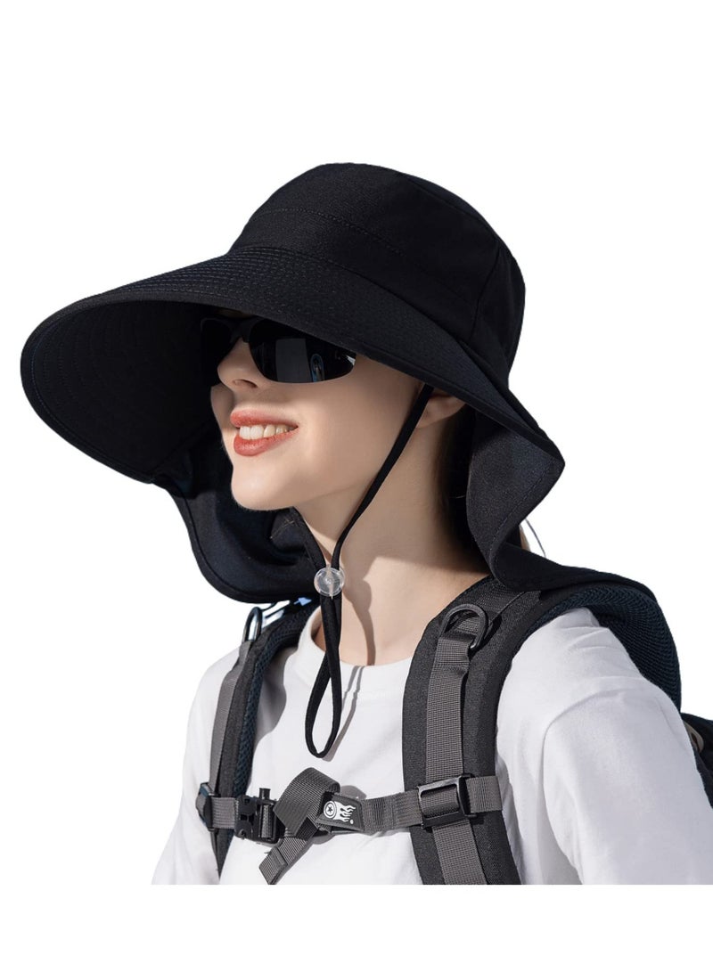 Excefore Women Large Brim Sun Hat with Neck Flap, Men Quick Dry Hiking Fishing Safari Hat UPF 50+ - Image 4
