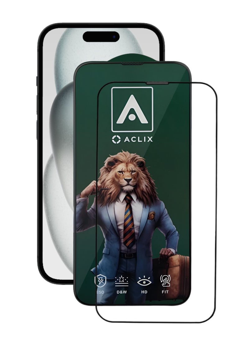 ACLIX Antistatic ESD Dustproof Premium Quality High Definition Tempered Glass Screen Protector Designed For  iPhone 15 - Image 1